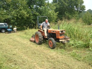 After we picked winter squash today, my dad mowed in the dead squash vines and weeds.